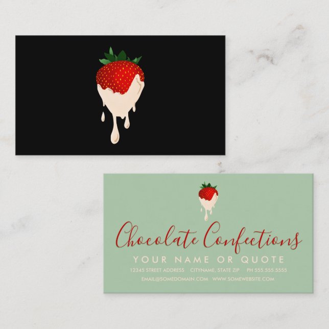 white chocolate strawberry business card (Front/Back)
