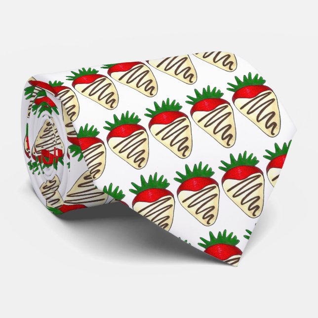 White Chocolate Strawberry Valentine's Day Tie (Rolled)