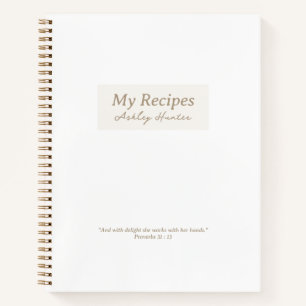 White Christian Proverbs 31:3 Verse Recipe Book