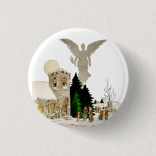 White Christmas 3 Cm Round Badge