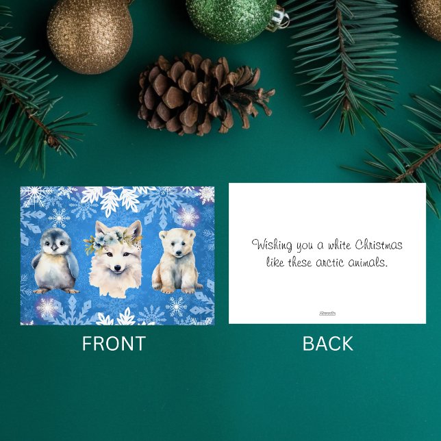 White Christmas Arctic Animals Holiday Card (Creator Uploaded)