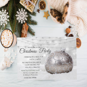 White Christmas Ball Company Christmas Party Invitation