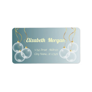 White Christmas Balls Blue Holiday,Christmas Label