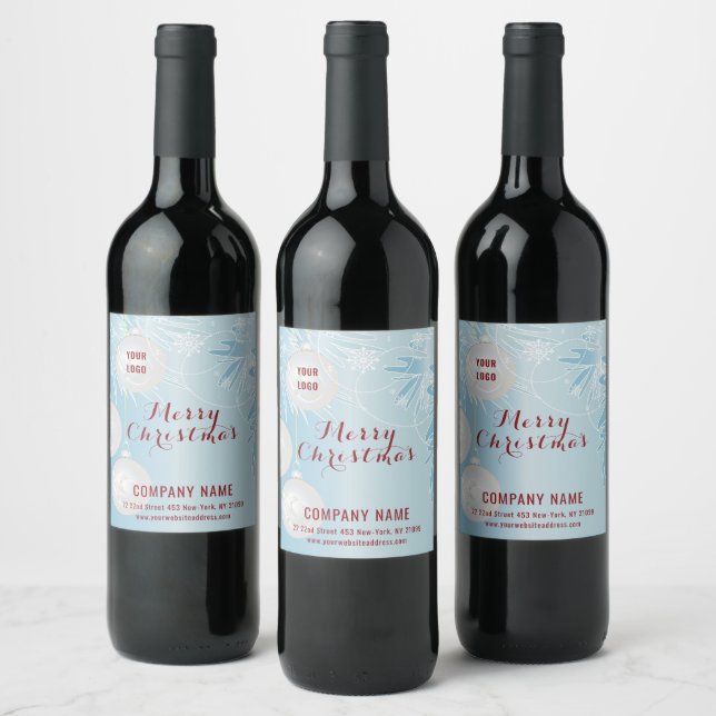 White Christmas Balls Wine Label (Bottles)