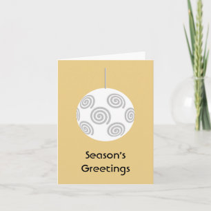 White Christmas Bauble. On Gold Colour. Holiday Card