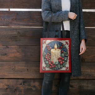 White Christmas Candle Tote Bag