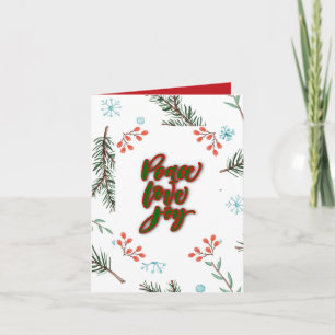 White Christmas Card with Holly & Snow