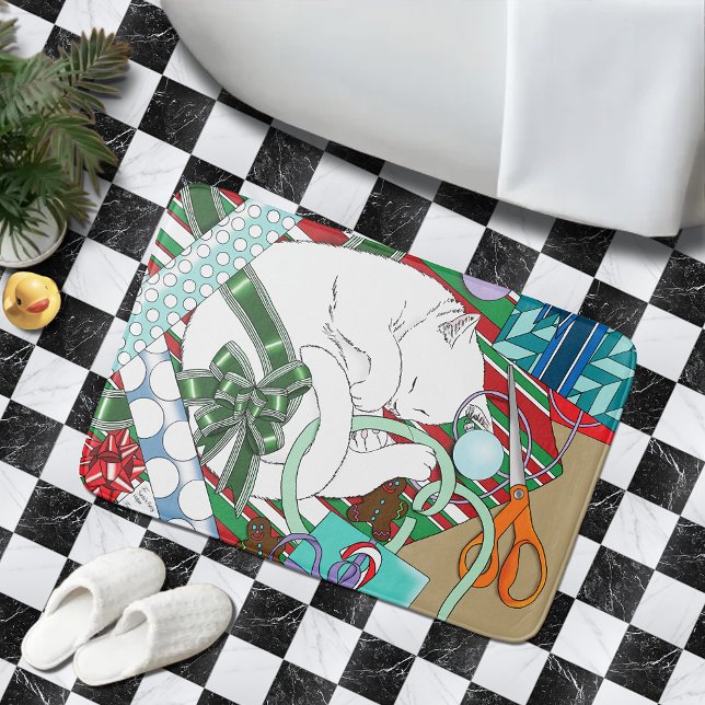 White Christmas Cat Bath Mat (Creator Uploaded)