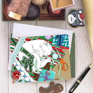 white Christmas Cat Card