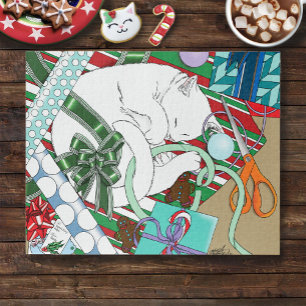 White Christmas Cat Jigsaw Puzzle