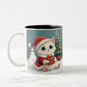 White Christmas Cat Mug