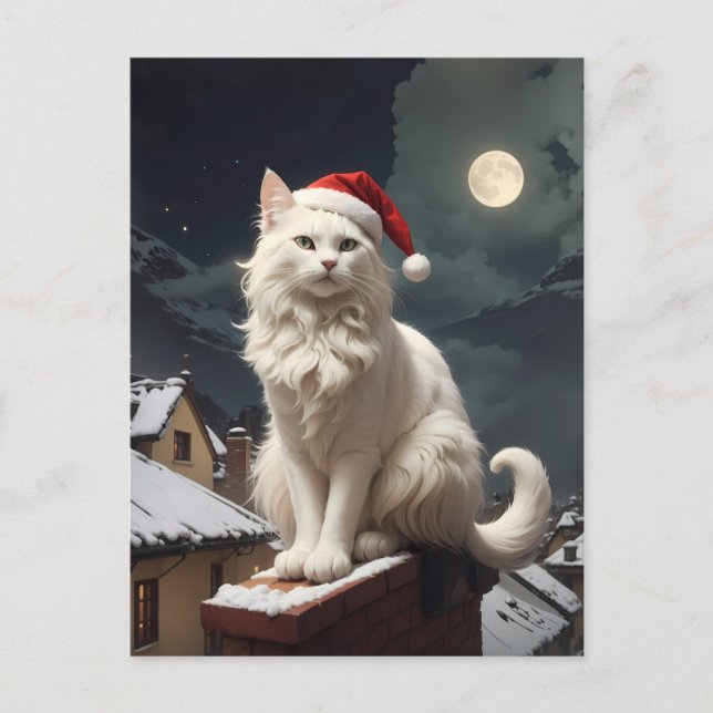 white christmas cat postcard (Front)