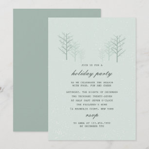 White Christmas Christmas Trees and Snow Holiday Invitation