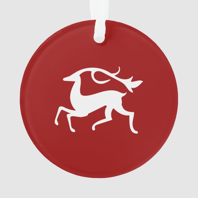White Christmas Deer Ornament (Back)