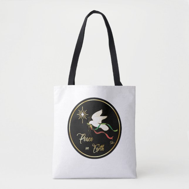 White Christmas Dove Tote Bag (Front)