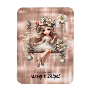White Christmas Fairy Merry And Bright  Magnet