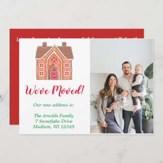 White Christmas Gingerbread Home Photo Moving Holiday Card