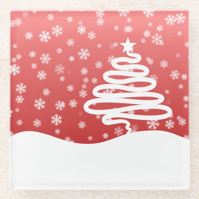 White Christmas Glass Coaster (Front)