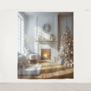 White Christmas Glow BackDrop Tapestry