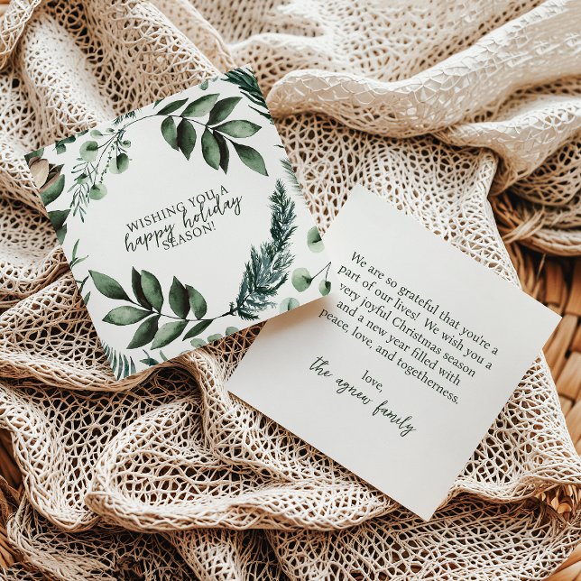 White Christmas Greenery & Sage Pine Holiday Card (Creator Uploaded)