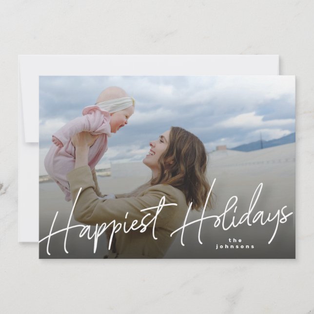 White Christmas Happy Holiday Photo Card (Front)