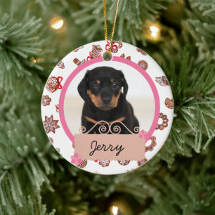 white christmas holiday Custom Dog Photo Ceramic Tree Decoration