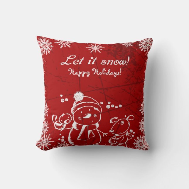 White Christmas Illustration Cushion (Front)