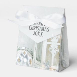 White Christmas Lantern In Snow Favour Box