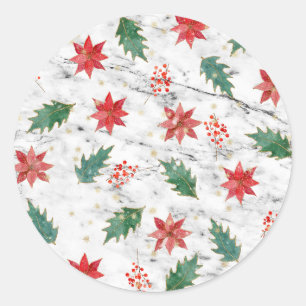 White Christmas Nail Art Classic Round Sticker