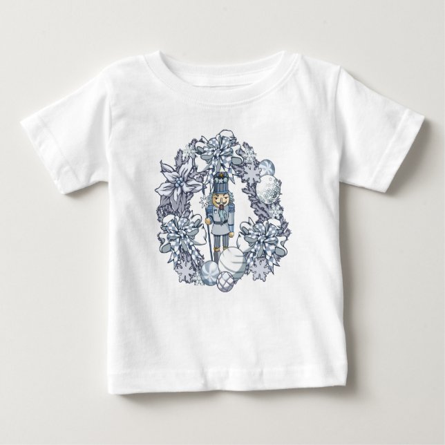 White Christmas Nutcracker Wreath Baby T-Shirt (Front)
