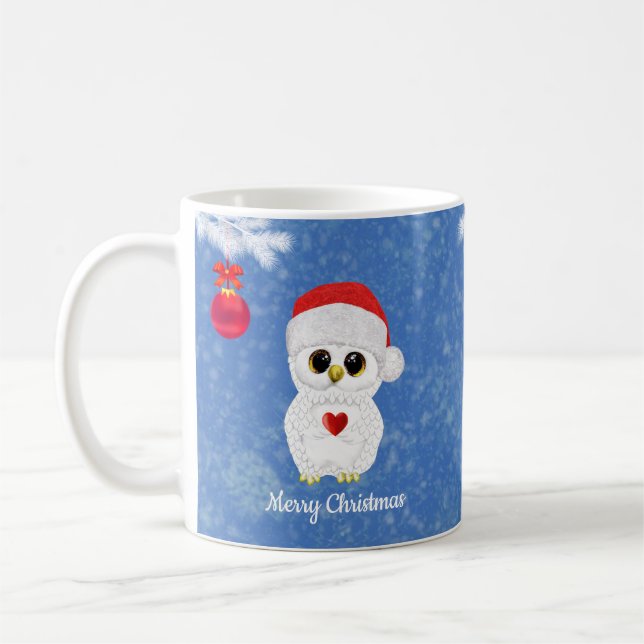 White Christmas Owl Coffee Mug (Left)