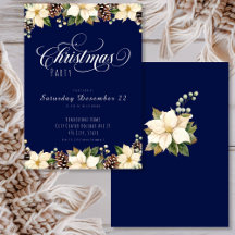 White Christmas Poinsettia blue Party 