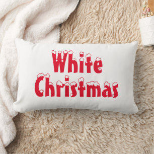 "White Christmas" red & white Lumbar Cushion