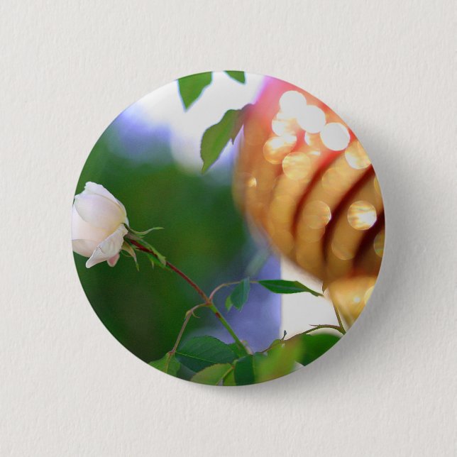 White Christmas Rose 6 Cm Round Badge (Front)