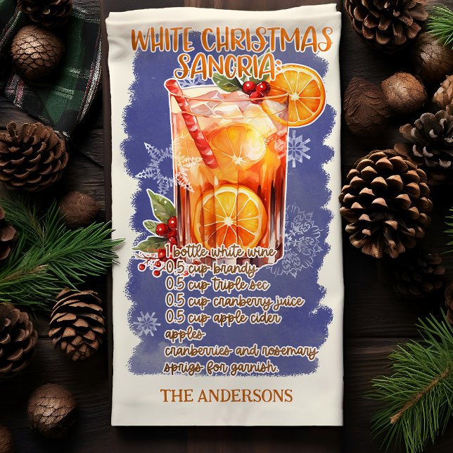 White Christmas Sangria Holiday Cocktail Recipe Tea Towel (Creator Uploaded)