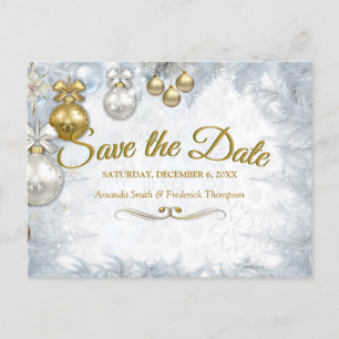 White Christmas Save the Date Announcement Postcard