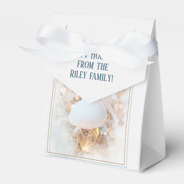 White Christmas Seashell Ornament Favour Box (Front Side)