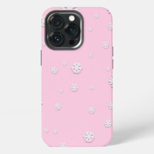 White Christmas snowflakes decoration on pink iPhone 13 Pro Case