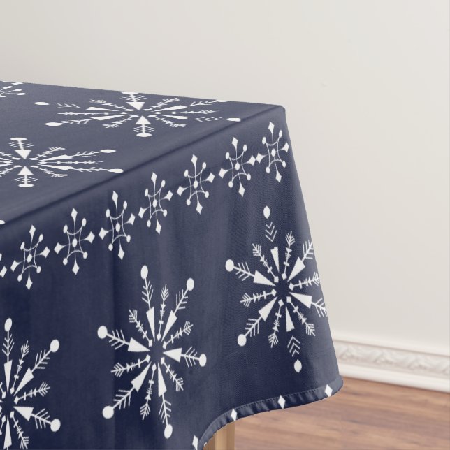White Christmas Snowflakes Seamless Pattern Tablecloth (In Situ)
