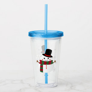 White Christmas Snowman Acrylic Tumbler