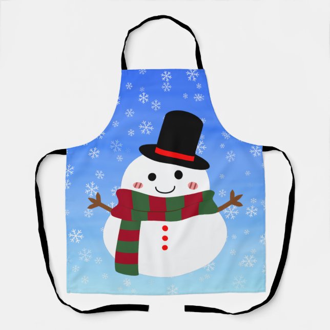 White Christmas Snowman Apron (Front)