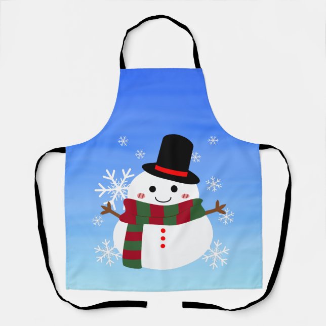 White Christmas Snowman Apron (Front)