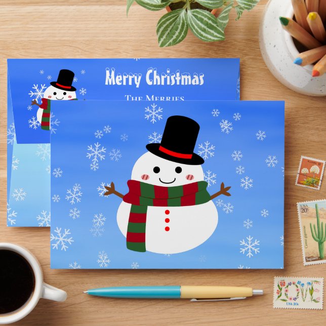 White Christmas Snowman Envelope (Desk)