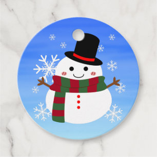 White Christmas Snowman Favour Tags