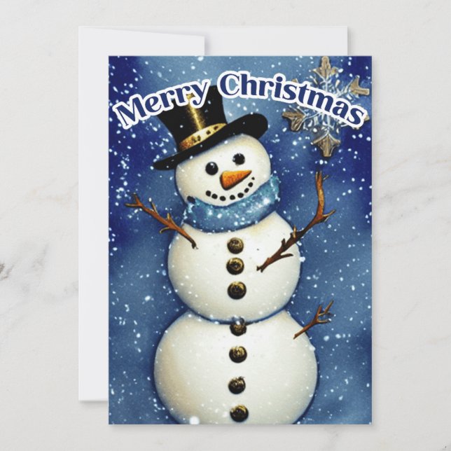 White Christmas Snowman  Holiday Card (Front)