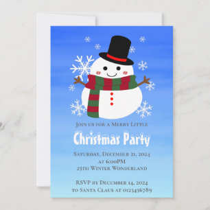 White Christmas Snowman Invitation