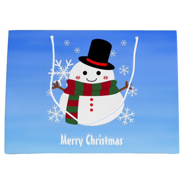 White Christmas Snowman Large Gift Bag (Front)