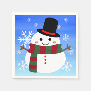 White Christmas Snowman Napkin