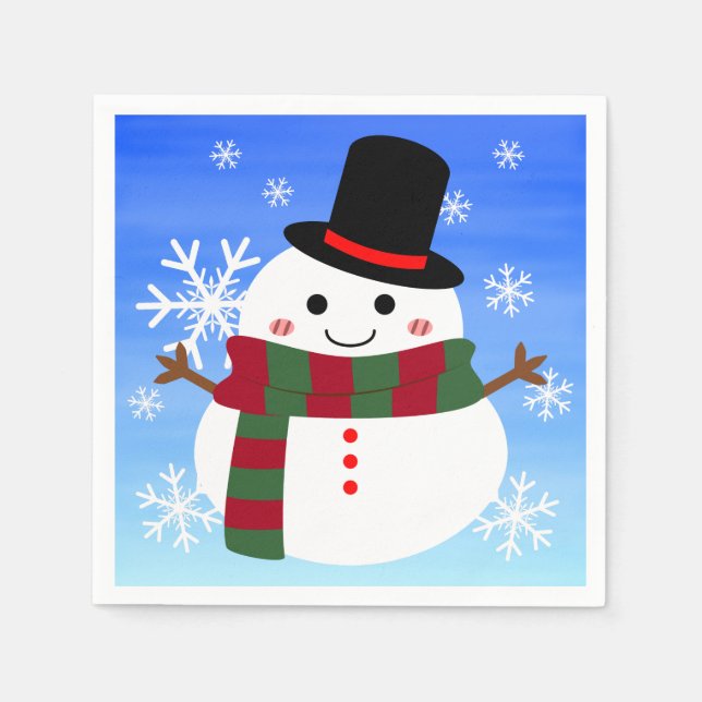 White Christmas Snowman Napkin (Front)