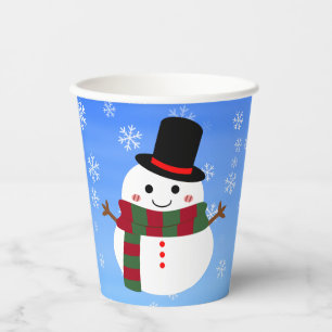 White Christmas Snowman Paper Cups
